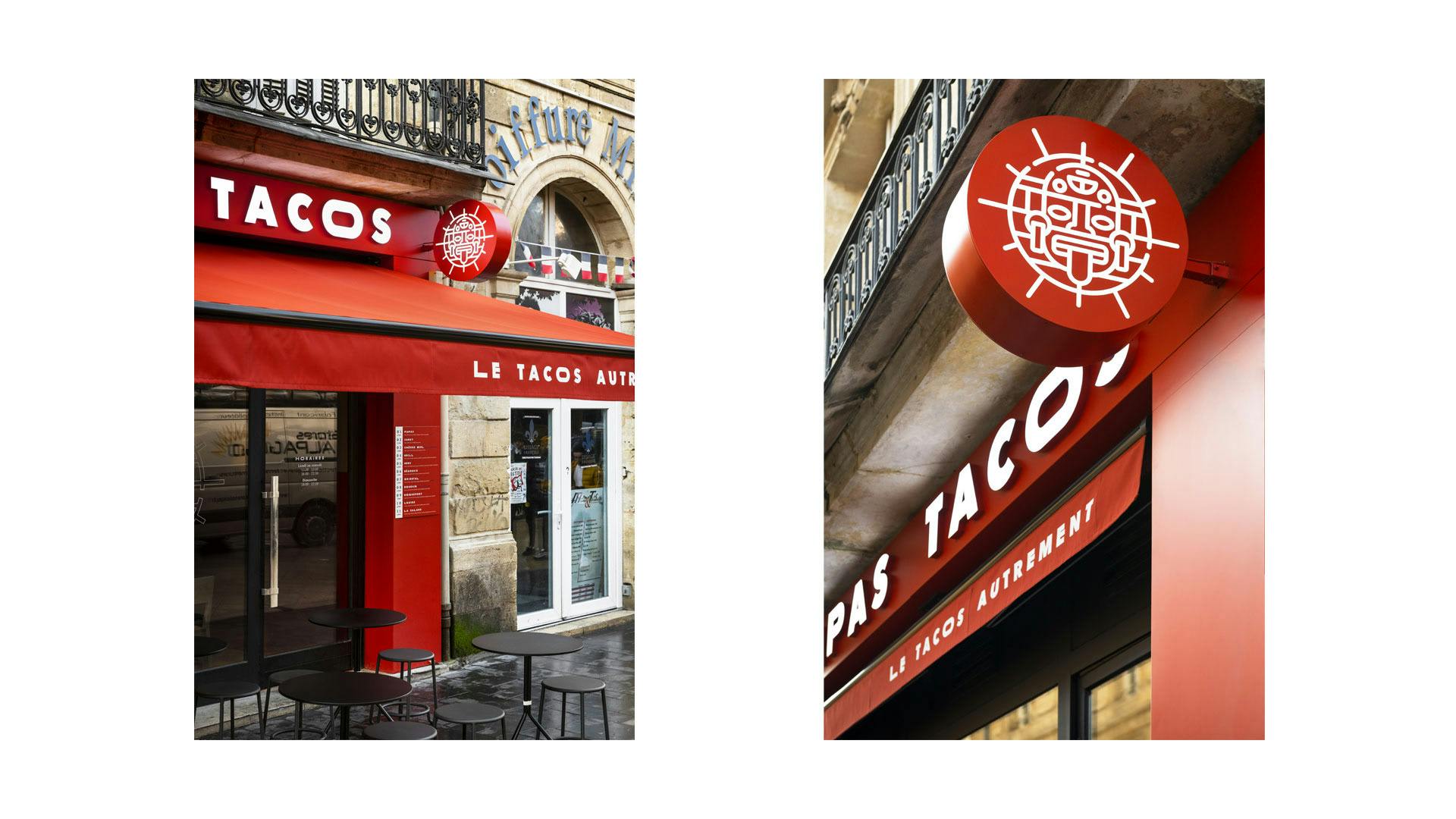 Création des enseignes de la façade du restaurant Papas Tacos à Bordeaux