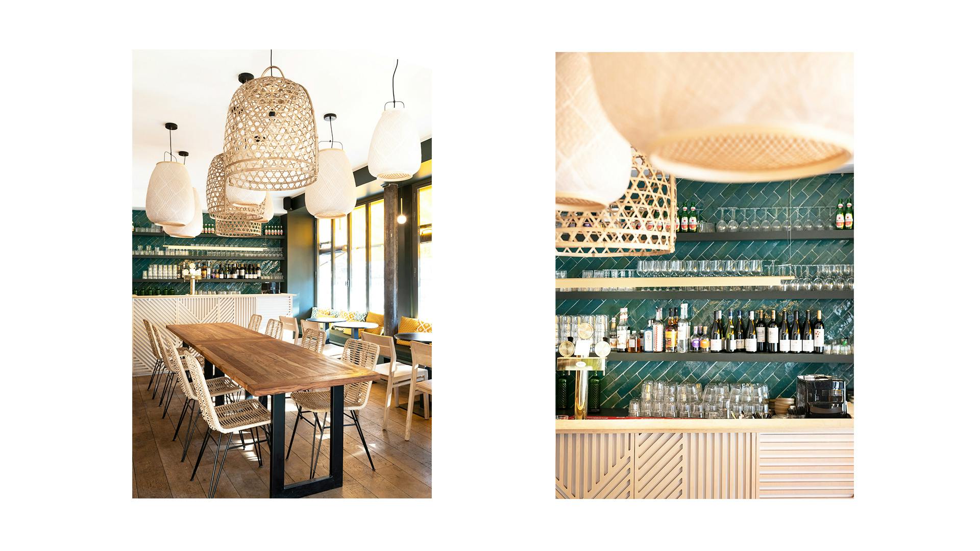 Djawa - restaurant - interior architecture - Paris - counter - bar - wood - faience